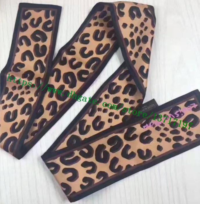 

Top Grade Lady Real Silk Wrappy For Bag Handle Women Headband Bandeau Neck Tie Multi-functional Leopard Print 118cm Length, Black