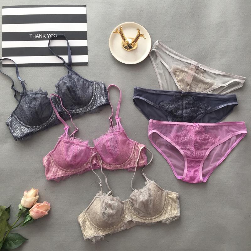 

2020 plus size Lingerie Set For Women Push Up Breathable Ladies Bra And Brief Sets Transparent Sexy Back Closure Underwear Set