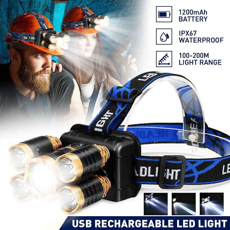 

Mini T6 LED Headlamp Rechargeable High Power LED Headlight 4 Modes Waterproof Outdoor Camping Fishing Headlamp