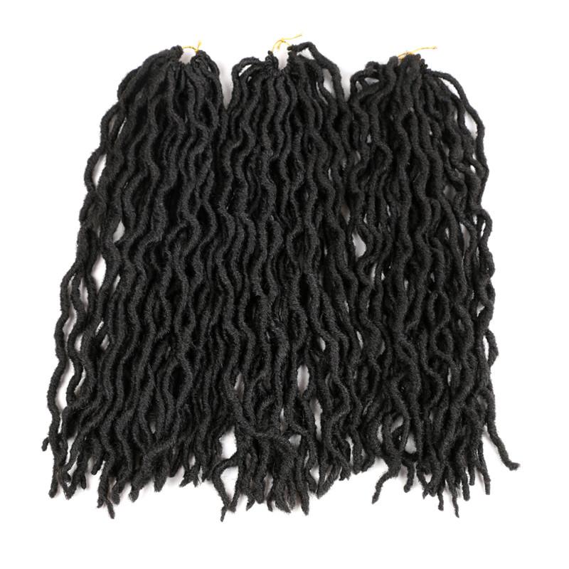 

Shanghair 18" Ombe Gypsy Locs Crochet Hair Wavy 100g/pc Faux Locs Crochet Braids 24 Roots Goddess Locs Crochet Braiding Hair Extensions, 1b#