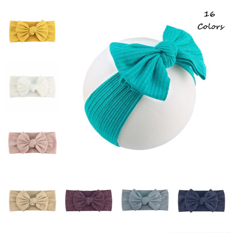 

30Pcs/lot Wholesale Soft Cotton Turban Headband With Bows For Baby Girls Stretchy Hairband Toddler Diademas Hair Accessories, Mixed color