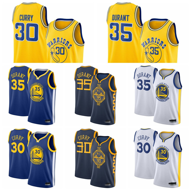 

30 Stephen Curry 35 Kevin Durant Golden State Warriors Men Swingman Basketball Jersey Icon Edition Royal