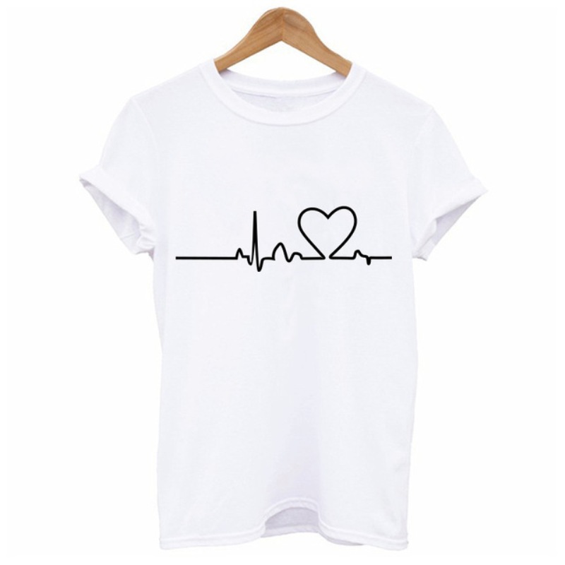 

Blackday New Harajuku Love Printed Women T-shirts Casual Tee Tops Summer Short Sleeve Female T shirt for Women Clothing, White