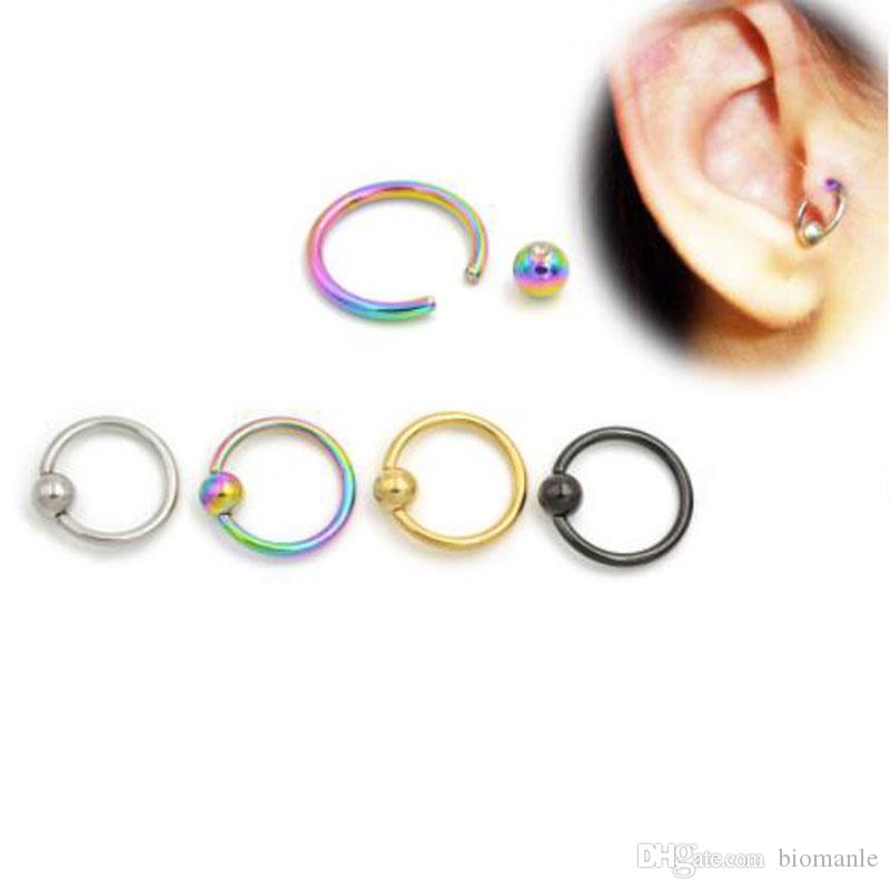 Newest Surgical Steel Captive Bead Hoop CBR Earrings Belly Lip Eyebrow Nipple Helix Tragus Stud Nose Ring Body Piercing Jewelry-image-553972385