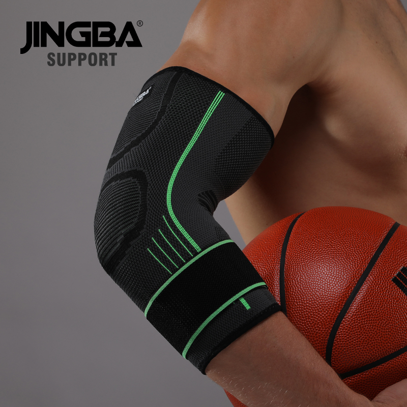 

JINGBA SUPPORT 1PCS Compression Elastic Nylon Basketball Elbow brace support protector Volleyball Bandage Elbow pads Dropshippin, Green elbow support