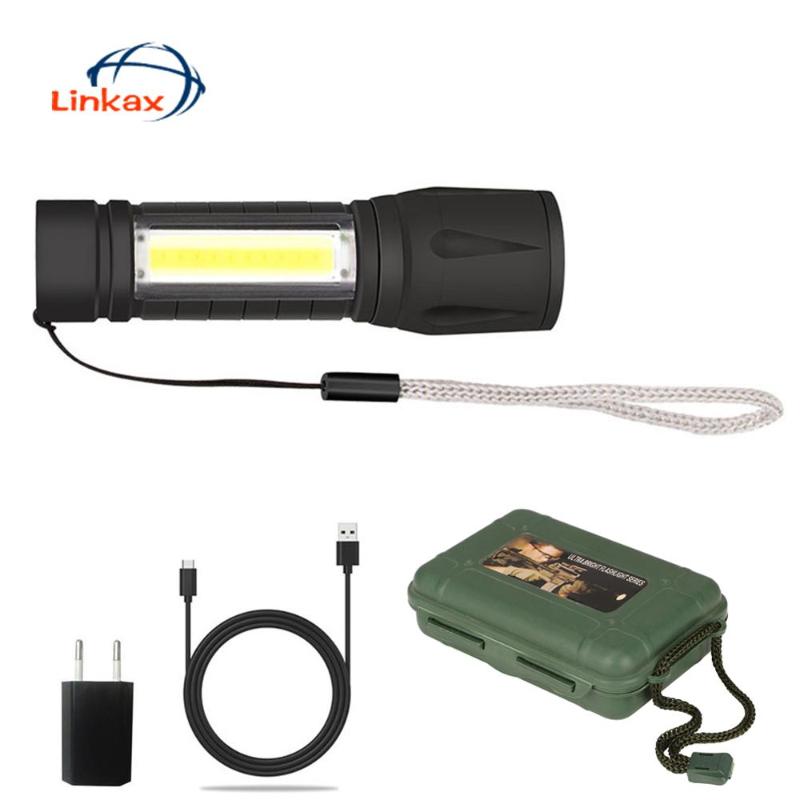 

Mini led Built in 14500 battery XPE+COB Zoom Focus Torch 3 Modes Lamp Adjustable Waterproof Penlight For Outdoor