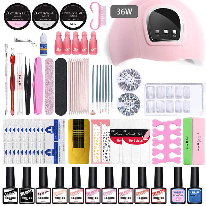 

KOSKOE Nai Kit Set Manicures set Soak Off Gel Nail Polish Building Gel with UV LED Lamp Dryer for Nail Art Design