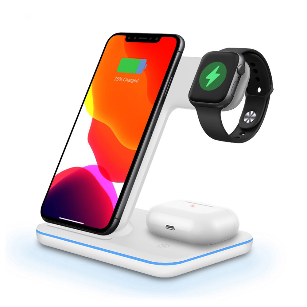 

15W Fast Qi Wireless Charger for Apple Watch 5 4 3 2 Airpods Pro QI Charging For iPhone 12 Pro Max XS Desktop Stand 3 in 1 Charging Station