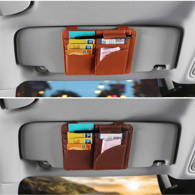 

Universal Car Sun Visor Card Case Holder Organizer Clipper Hold Pen Papers Ticket Bag Hanger Car-Styling Auto Stowing Tidying