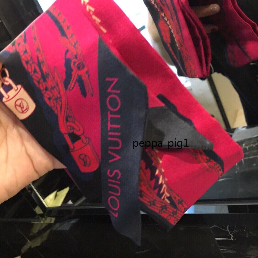

3colors Luxury fashion silk scarf hair bag ribbon latest designer style brand scarf for women spring summer headband scarves Designer