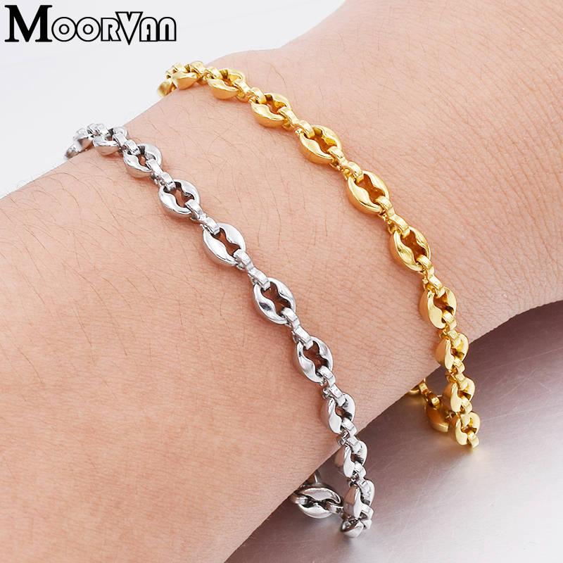 

4.5mm Women Bracelet Charm Jewelry 2020 Stainless Steel Coffee Bead Link Bracelets Men Boy Girl High Quality Dropshipping