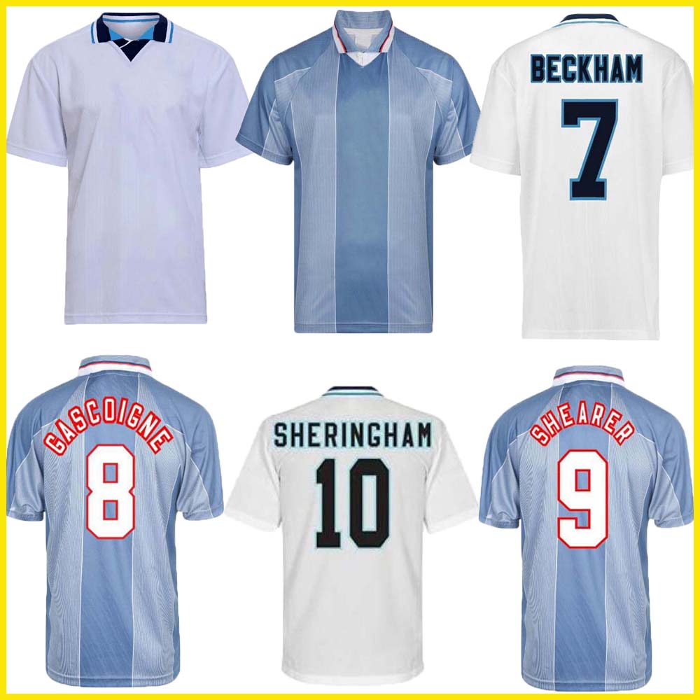 

1996 England retro soccer jersey Gascoigne SHEARER McManaman SOUTHGATE classic vintage Sheringham 96 98 home away Beckham football shirt, 03/05