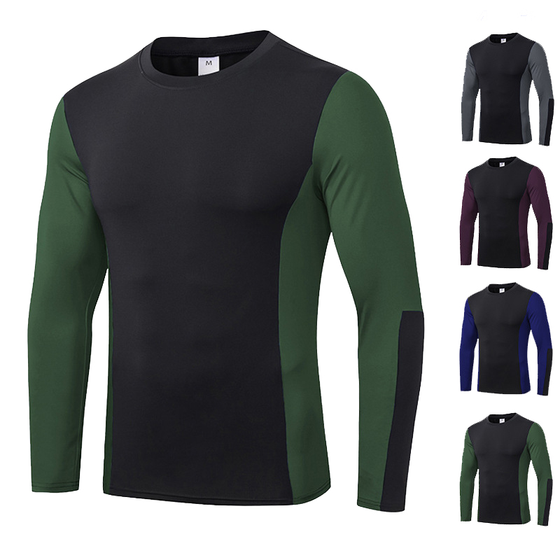 

New Long Sleeve Running T Shirt For Men Tights Quick Dry High Elasticity Gym Fitness Training Sports Shirts Male Clothing Top, Style 1