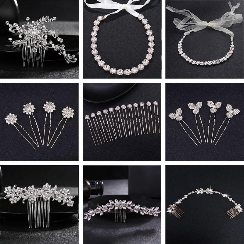 

QYY Fashion Austrian Crystal Wedding Hair Pins and Clips Rhinestone Bridal Hair Jewelry Accessories Women Headpieces