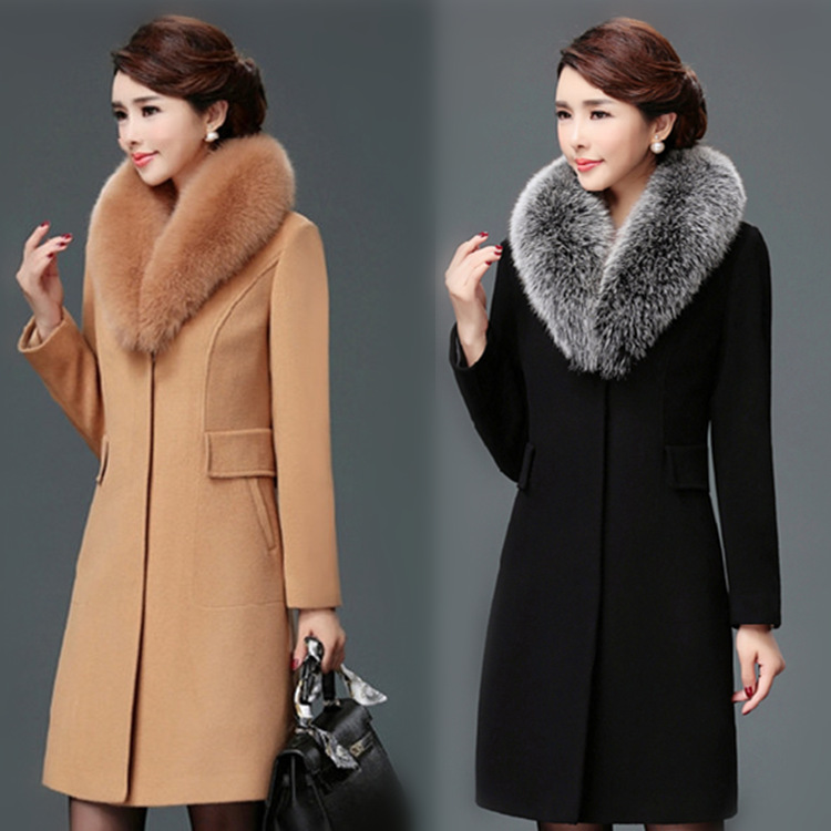 

Winter Coat Women Work Solid Vintage Winter Office Long Sleeve Button Woolen Jacket Coat Abrigos Mujer Invierno Abrigo Muje 1001, Black