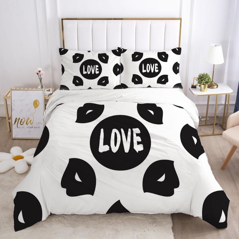 

3D Duvet Cover Sets Quilt Covers Pillowcase Black White Comforter Case Bedclothes Bed Linens Full  Single Size Home Textile, Simple101-white-d