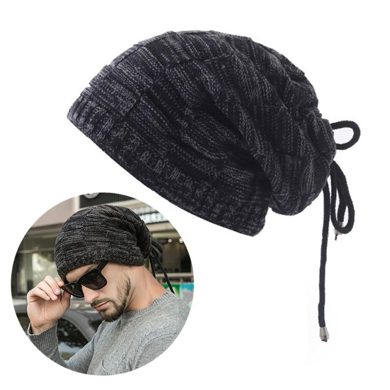 

2020 Fashion Men Women Winter Hat Outdoor Warm Knitted Beanies Hat Scarf Two Usage Plush Wool Knit, Black