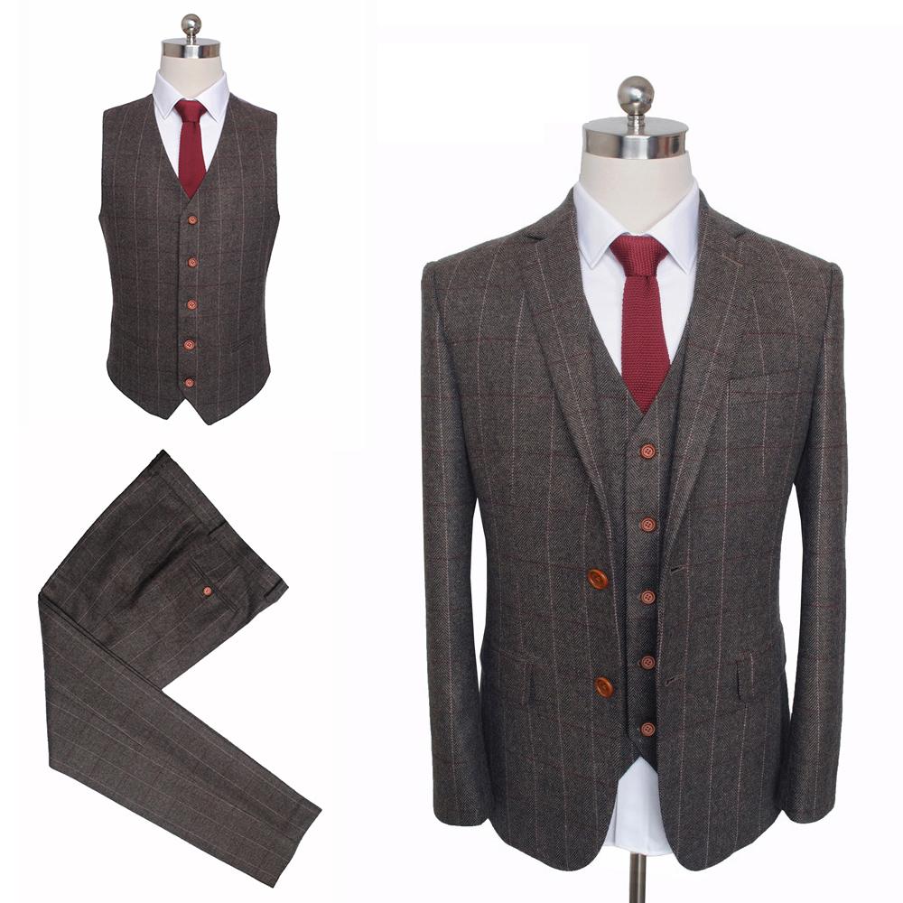 

Handsome Suits Three Pieces Notched Lapel Designer Wedding Tuxedos Two Button Gold Mens Jacket Vest and Pants, Same as image