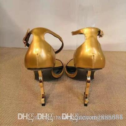 

Fashionable new patent leather high heels for women sandals unique lettering high heels for women sexy evening dress wedding heels+box, White