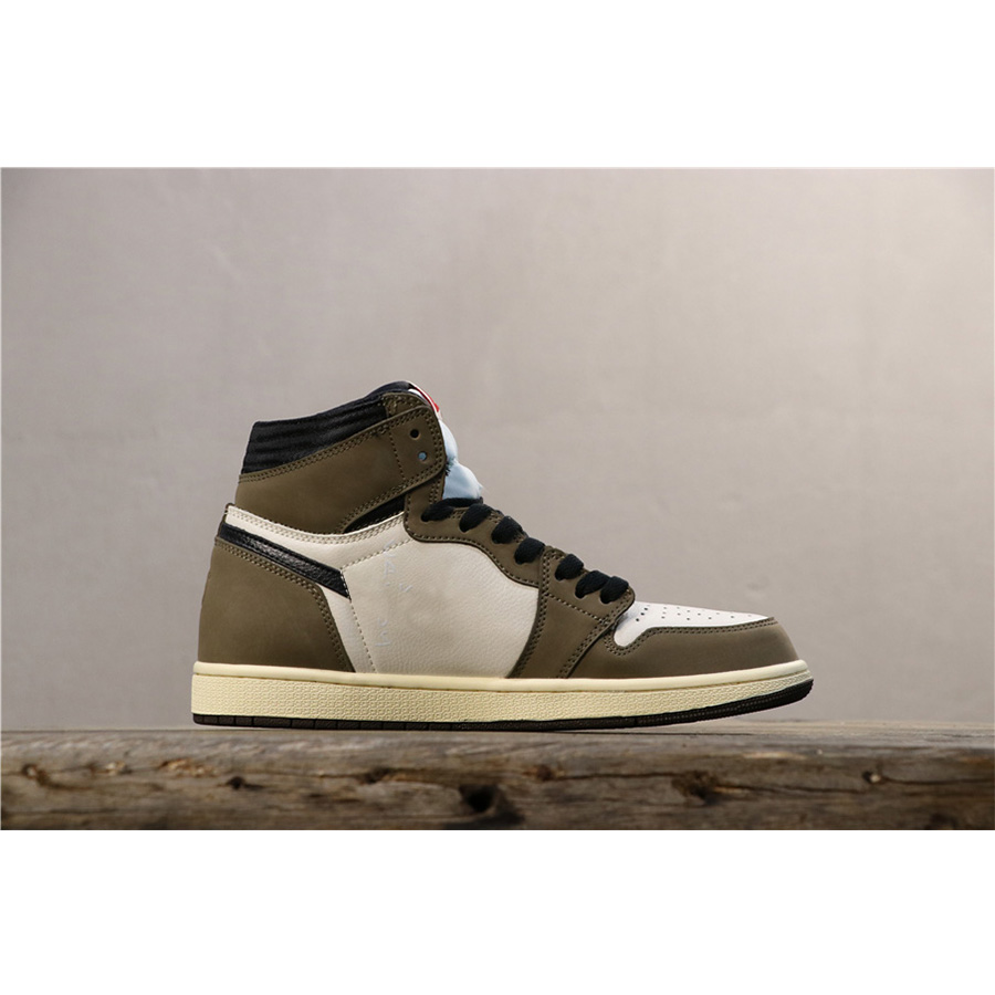 

Mens Travis Scotts X 1 Casual Shoes Low OG SP TS Dark Mocha High Quality Top Leather Retro Trainers Cactus Jack 1s Chaussure for Male, Shown