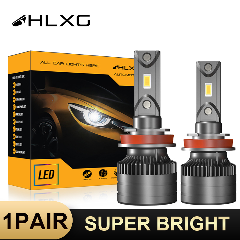 

HLXG led headlight 14000LM 12V 60W LED Bulbs 1 pair Powerful Turbo Canbus luces h4 H8 H9 H11 9005 3 9006 4 H7