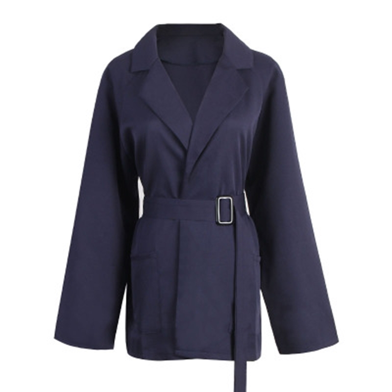 

2020 New Spring Autumn Ladies Outerwear Solid Color Female Coat Casual Women Trench Coat High Quatily Slim Fit QT40, Blue