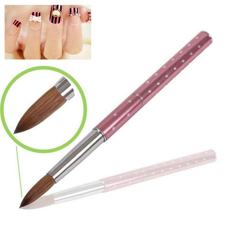 

Nail Art Acrylic Brush Metal Handle With Diamond Kolinsky Hair Pencil 3 Sizes
