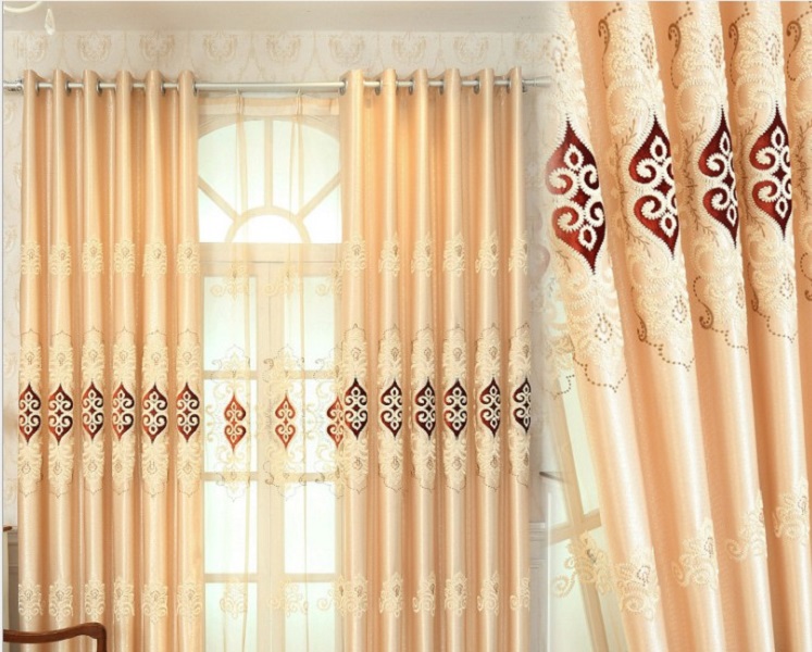 

2020 hot sale European-style palace wind curtain fabric jacquard cloth embroidered curtain sitting room study balcony Home Textiles yellow, 1 including cloth;yarn