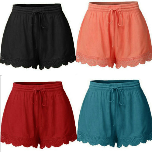 

Hirigin Harajuku Sexy Shorts Womens Ladies Elastic Waist Drawstring Lace Hem Shorts Hot Plus Size, Blue