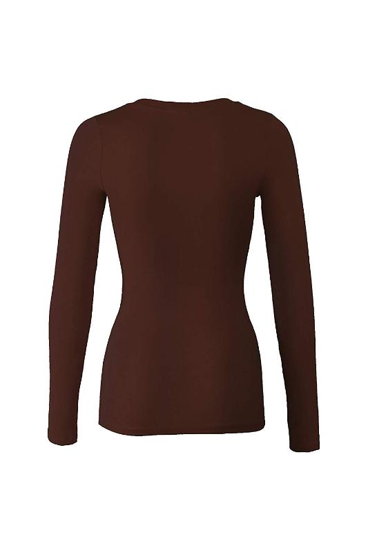 

HT18199 Women's Basic Round Neck Warm Soft Stretchy Long Sleeves T Shirt