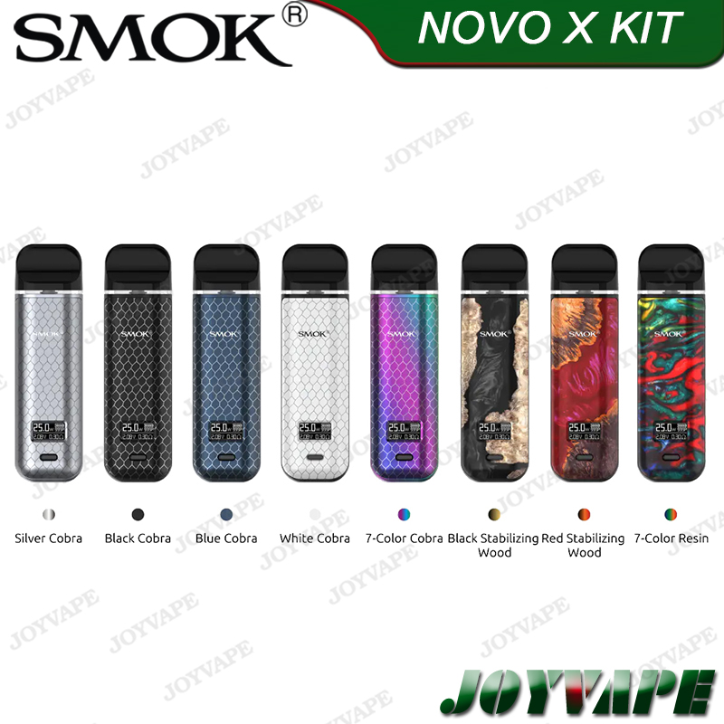 

SMOK NOVO X Pod System Kit 25W VW 800mAh 2ml DC MTL/Meshed 0.8ohm Pod Cartridge Air & Button-driven with OLED Screen, Note for multi