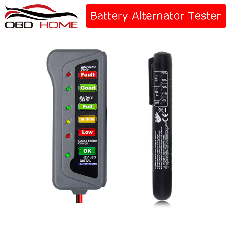 

Car obd2 6 LED Digital Battery Alternator Tester Battery Tester Level Monitor For Car Motorcycle Trucks 12V