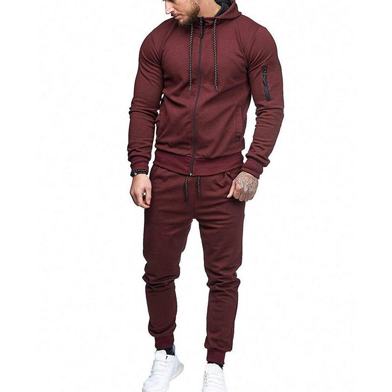 

Mens Sportswear Casual Winter Warm Hooded Tracksuit Men Piece Sets Suit With Hood Fleece Thick Jacket + Pants Male 3XL, Autumn black3