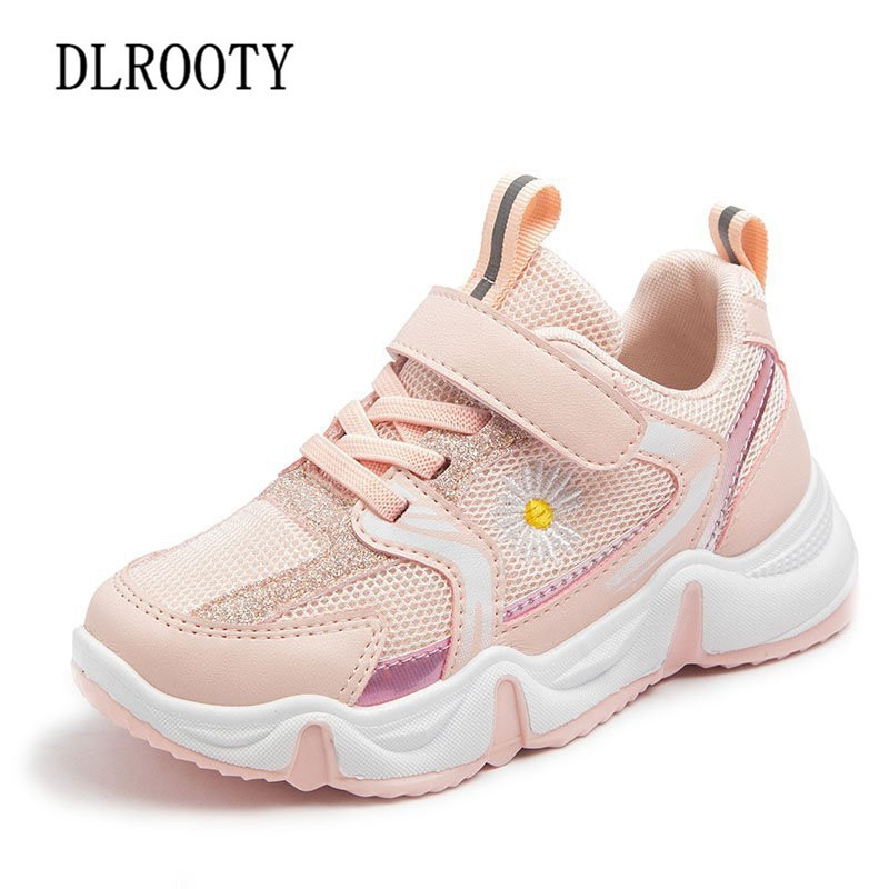 

New Sport Children Shoes Kids Boys Girls Sneakers Summer Autumn Net Mesh Breathable Casual Shoes Hook & Loop Flat Running, K17 pink