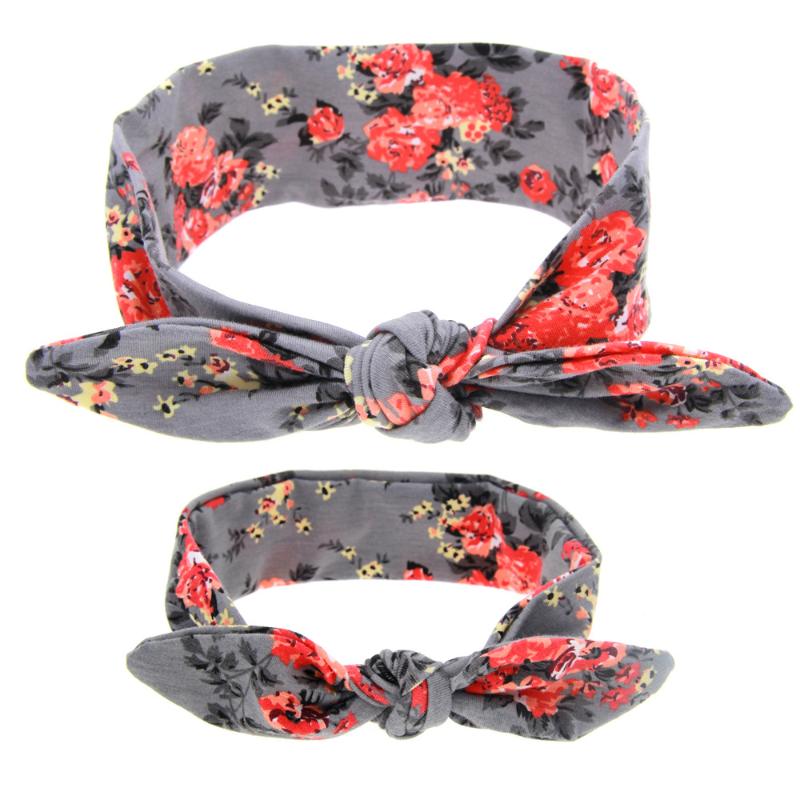 

Mother & Girls BowKnot Floral Kids Print Flowers Headwrap Turban Ears Headband Adjustable Hair Band Accessories 2Pcs/Set