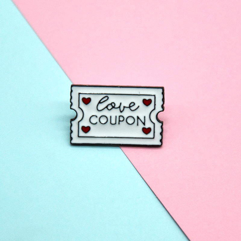 

LOVE COUPON Cute Small Funny Enamel Brooches Pins For Women Girl Men Christmas Gift Demin Shirt Decor Brooch Pin Metal Kawaii Badge