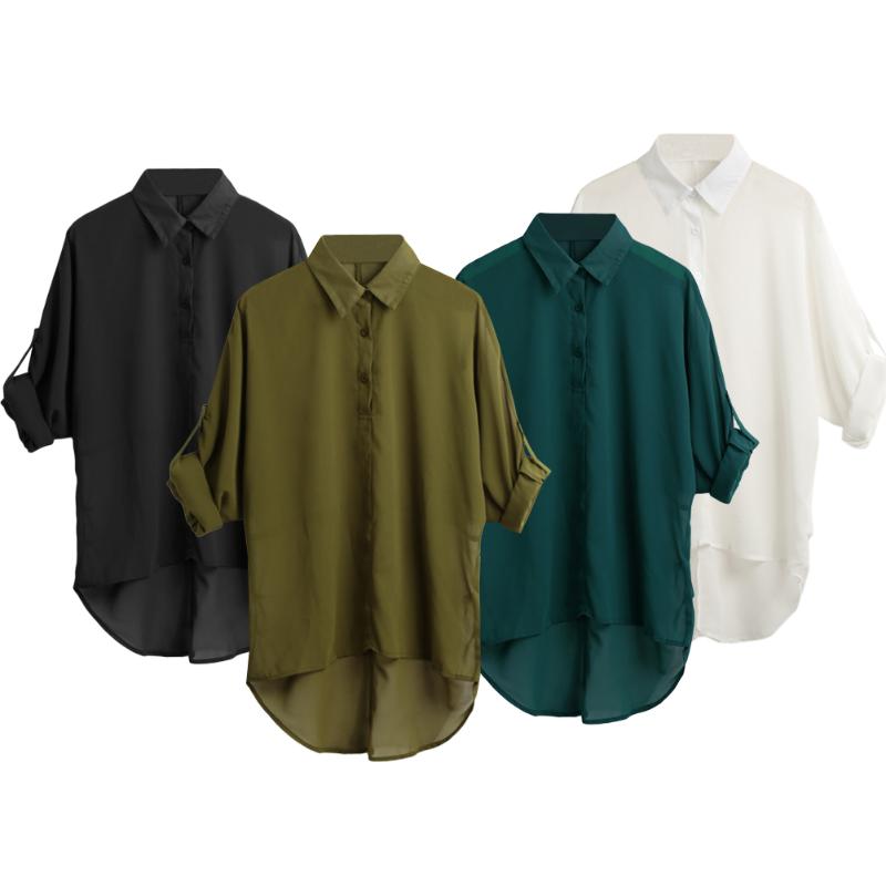 

Autumn Women Tops Blouses 2020 New Pure Long Sleeve Blouse Shirt Turn Down Collar Chiffon Blouse Office Shirts Blusas Camisa, Black
