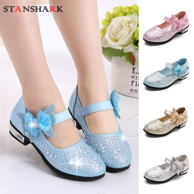 

Children Girl Princess Leather Shoes Girls Rhinestone Butterfly Knot High Heels Dress Party Shoes Kids Girls Bling Dance, Gold