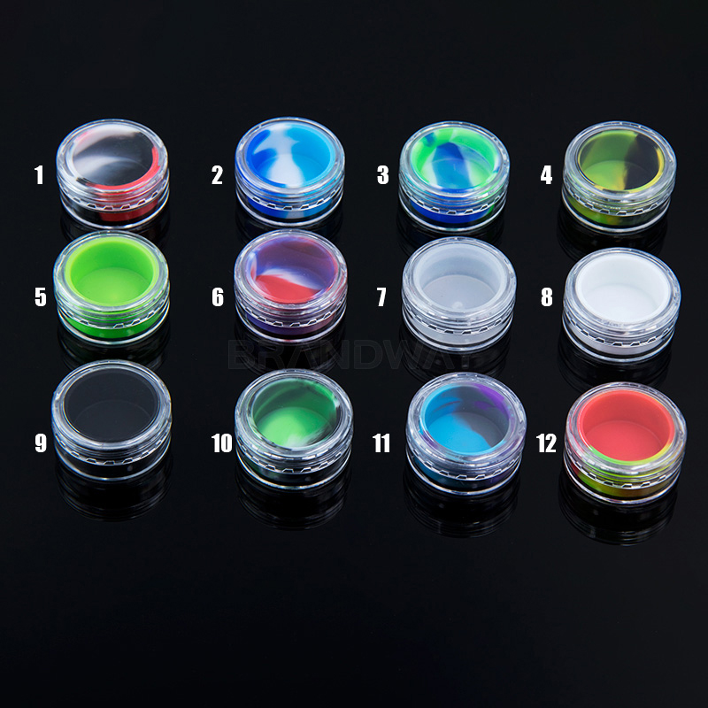 

Wholesale 5ML Silicone Container FDA Silicone Liner with Cover Rich Color Jars Dab Wax Oil Butane for Vaporizer Smoke Free Shipping