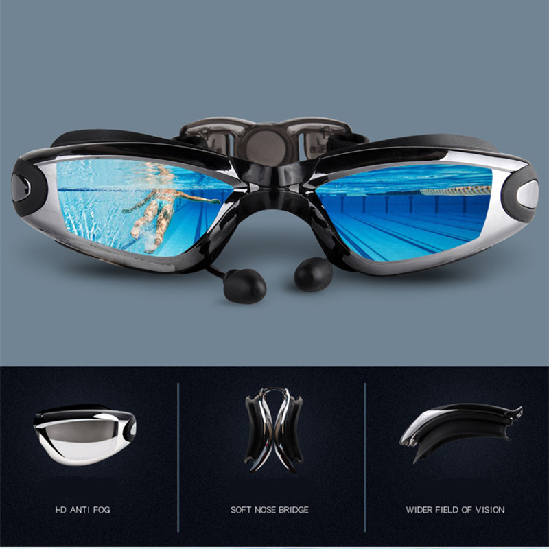 

Swim Cap Swimming Glasses Anti-fog Waterproof Swim Goggles Earplug Pool Equipment for Men Women Kids Adult Sports Diving Eyewear