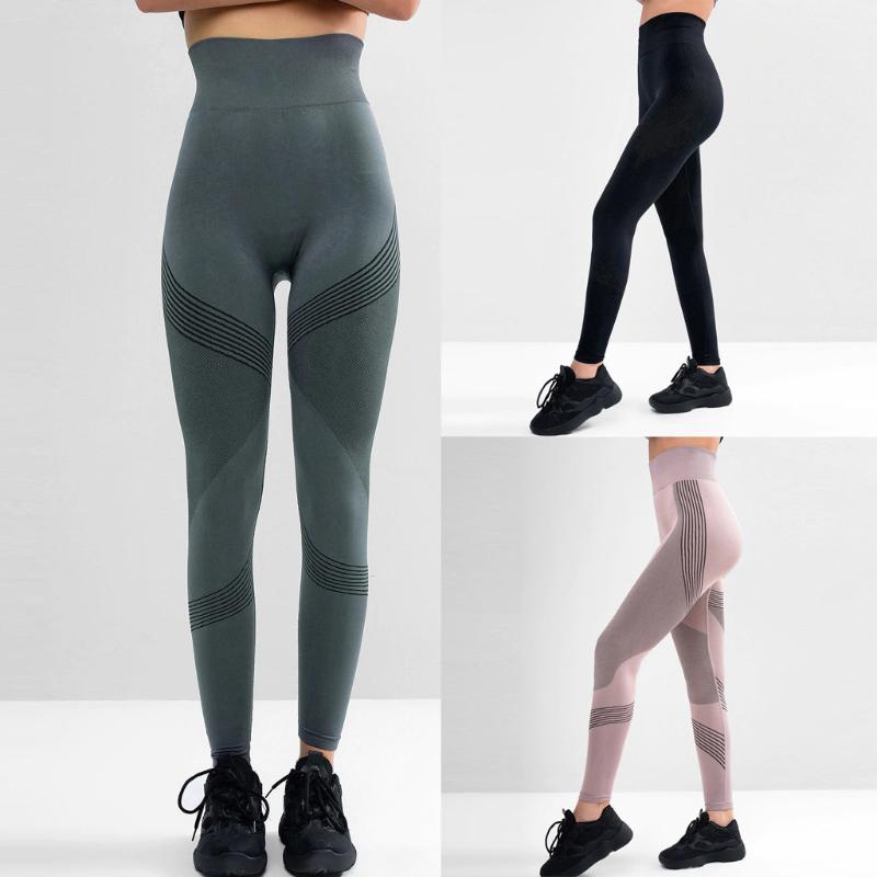 

Women Seamless Patchword High Waist Yoga Pants Full Length High Stretch Tight Hip Lift Casual Exercise Yoga Leggings Pure color, Pk