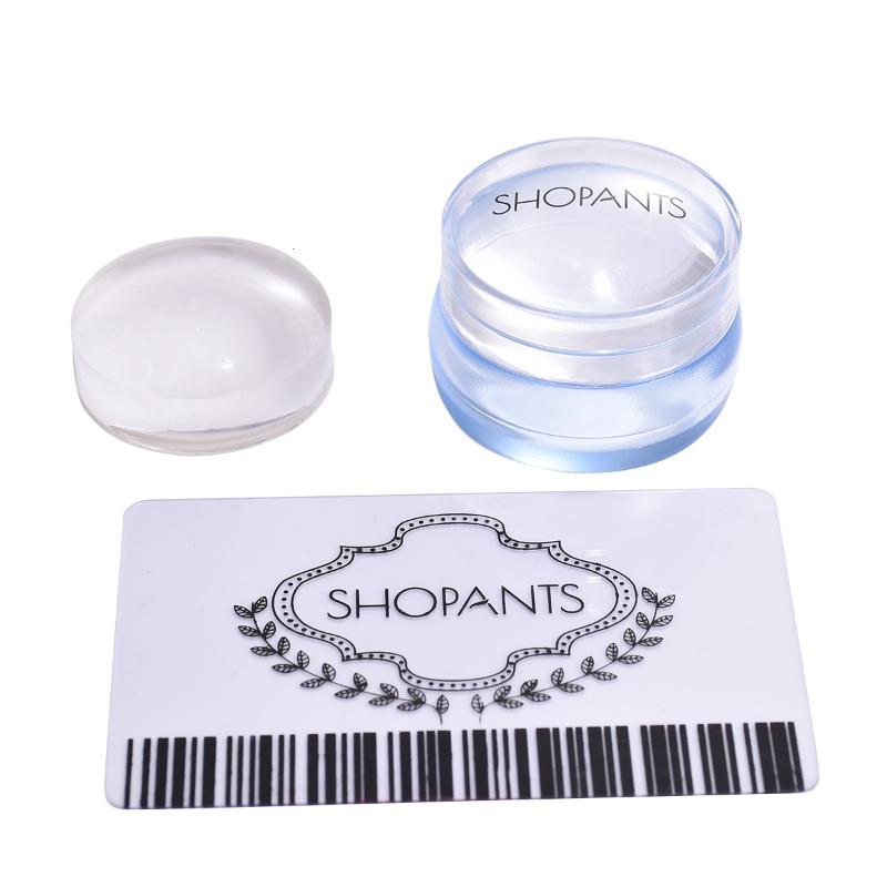 

New Style Chess Jelly Transparent Nail Stamper Silicone Clear Blue Pink Nail Art Stamper Scraper Stamping Kits Set