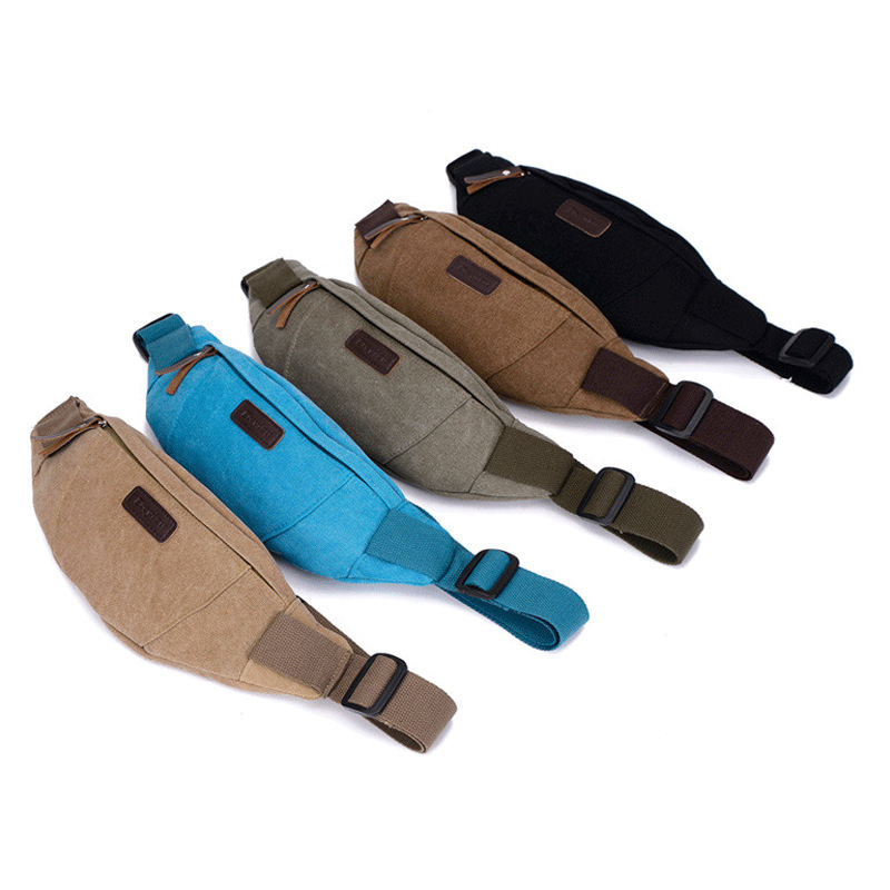 

Canvas Sports Waist Pack Men Fashion Outdoor Canvas Chest Bag Trend Earphones Jack Bag Shoulder Men's, Khaki