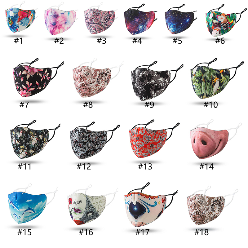 

Fashion Washable Mask Anti Dust Face PM2.5 Respirator Dustproof Reusable Ice Silk Cotton Adjustable Ear Buckle Breathable Masks Adult Child