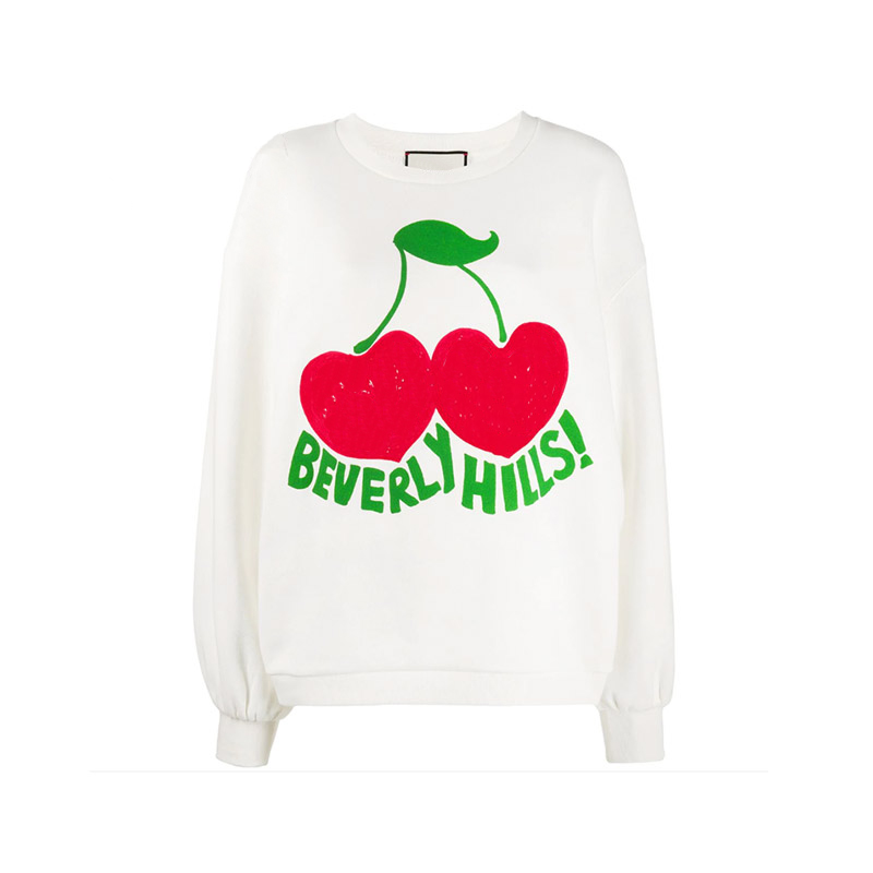 

Brand Beverly Hills cherry print White sweatshirt Men Desingers Hoodies Fashion Sweatshirt Casual Men Women Pullover Couple Street Sweater