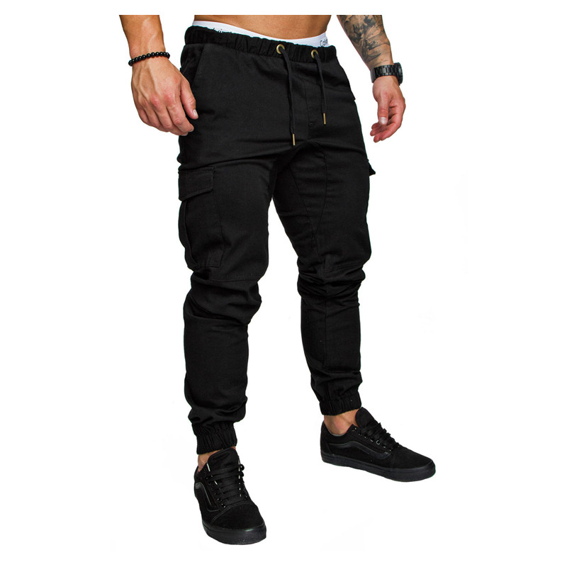 

Spring and summer men' fashion tether elasticated elastic expansion pants pure color simple business casual pants, White