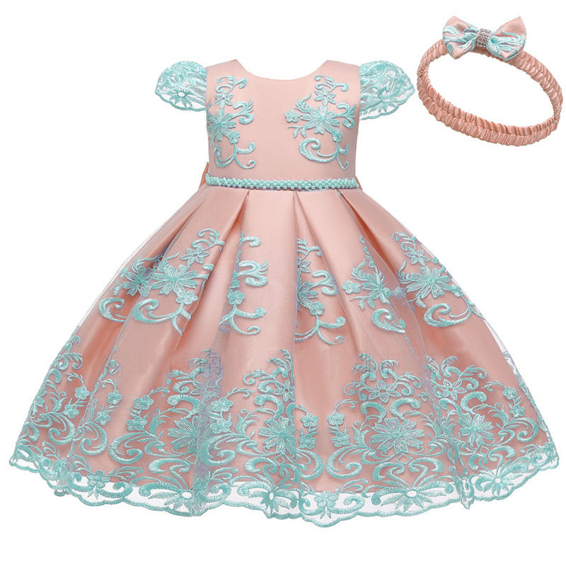 

Elegant Lace Flower Girls Dresses For Party Sash Big Bow Decoration Lace Applique First Holy Communion Dresses, Color 1