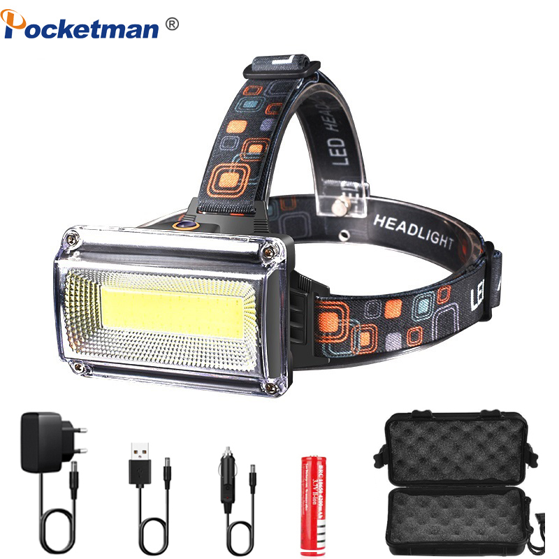 

Headlamps 8000LM Powerful COB LED Headlamp DC Rechargeable Head Lamp Torch Headlight 18650 Battery Waterproof Hunting Outdoor Lighting