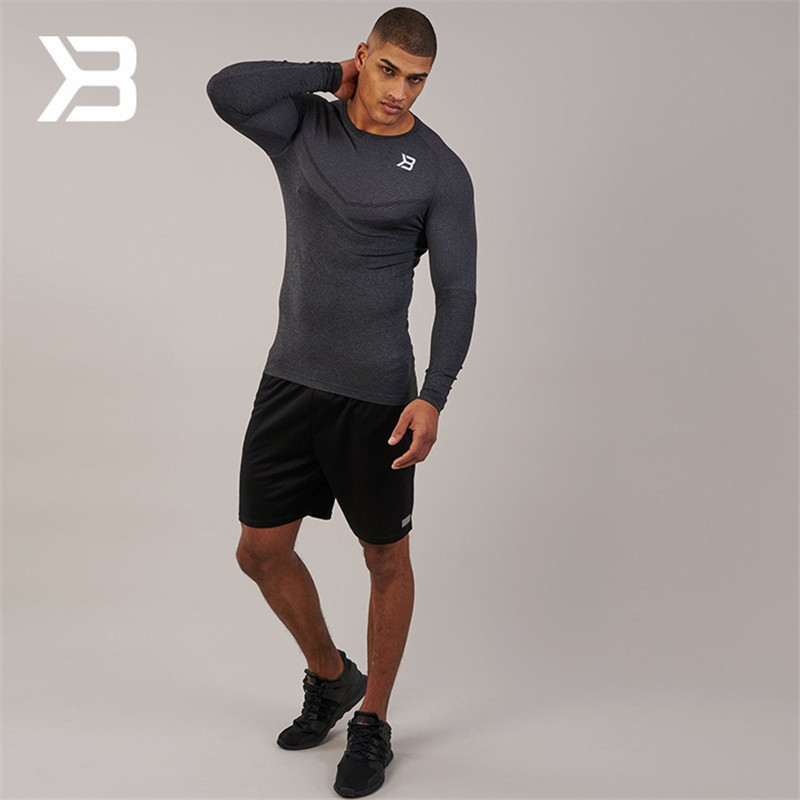 

Men Yoga Gym Compression Tights jogging Sport T-Shirt Fitness Quick Dry Running Tops T-shirts Body Shaper Tee Shirts, Blue