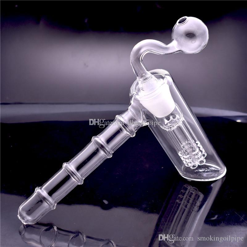

Glass hammer 6 Arm perc glass percolator bubbler bong matrix smoking pipes 18mm water bongs with 18mm male oil burner pipe 2pcs